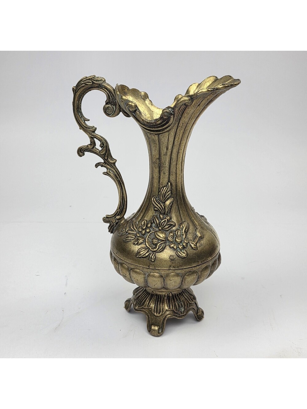 Brass Ornate Pitcher  'Made in Italy' Accent Decor Jug,  9" Tall Vintage